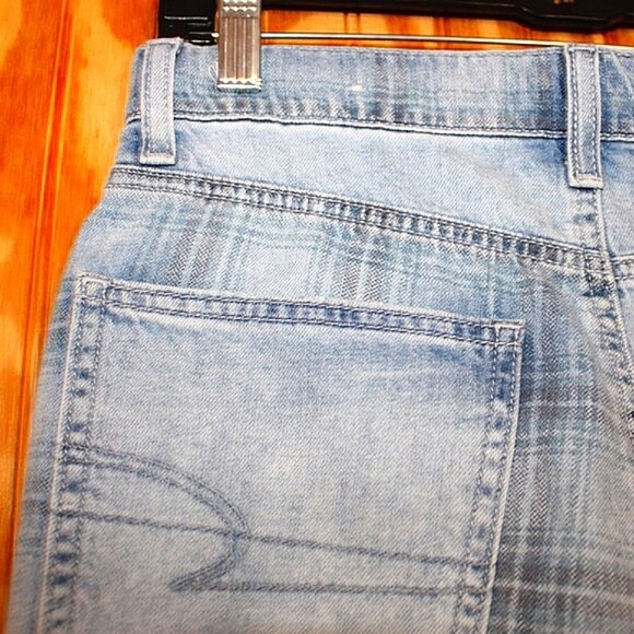 American Eagle Plaid Panel Denim Shorts - Size 6 - Picture 4 of 12